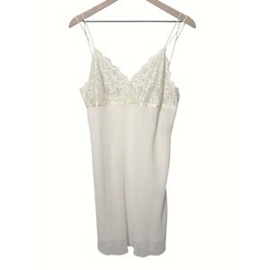 Valerie Stevens Intimates Ivory Lace Trim Slip Dress Lingerie Nightwear Babydoll